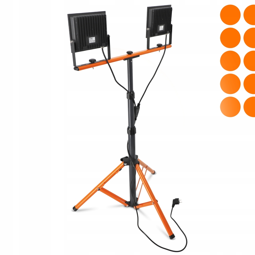 Proiettore LED con stativo 2xLED/100W/230V 4500K IP65 nero/arancione
