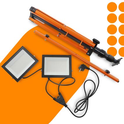 Proiettore LED con stativo 2xLED/100W/230V 4500K IP65 nero/arancione