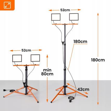 Proiettore LED con stativo 2xLED/100W/230V 4500K IP65 nero/arancione