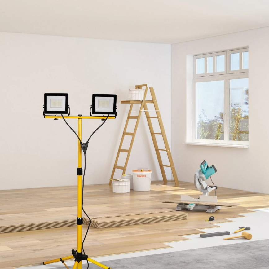 Proiettore LED con stativo 2xLED/30W/230V 6500K IP65 giallo