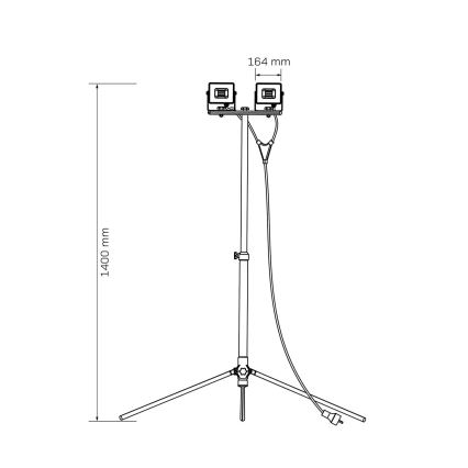 Proiettore LED con stativo 2xLED/30W/230V 6500K IP65 giallo