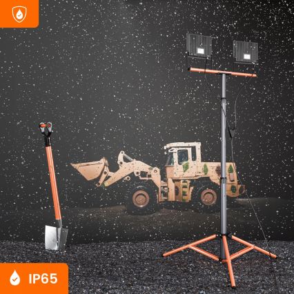 Proiettore LED con stativo 2xLED/50W/230V 4500K IP65 nero/arancione