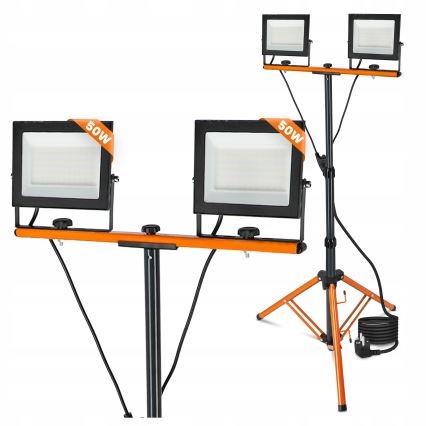 Proiettore LED con stativo 2xLED/50W/230V 4500K IP65 nero/arancione
