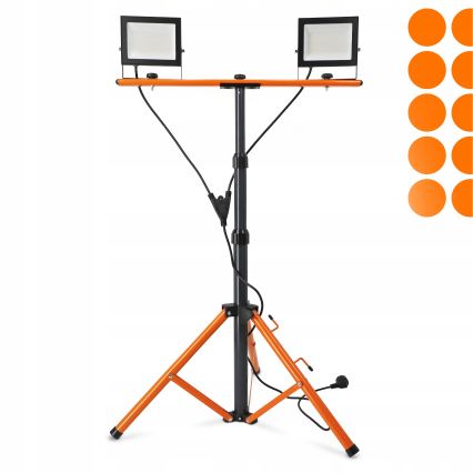 Proiettore LED con stativo 2xLED/50W/230V 4500K IP65 nero/arancione