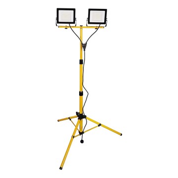Proiettore LED con stativo 2× LED da 50 W, 230 V, 6500 K, IP65, giallo