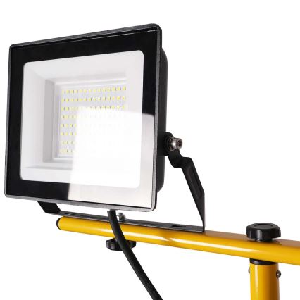 Proiettore LED con stativo 2× LED da 50 W, 230 V, 6500 K, IP65, giallo