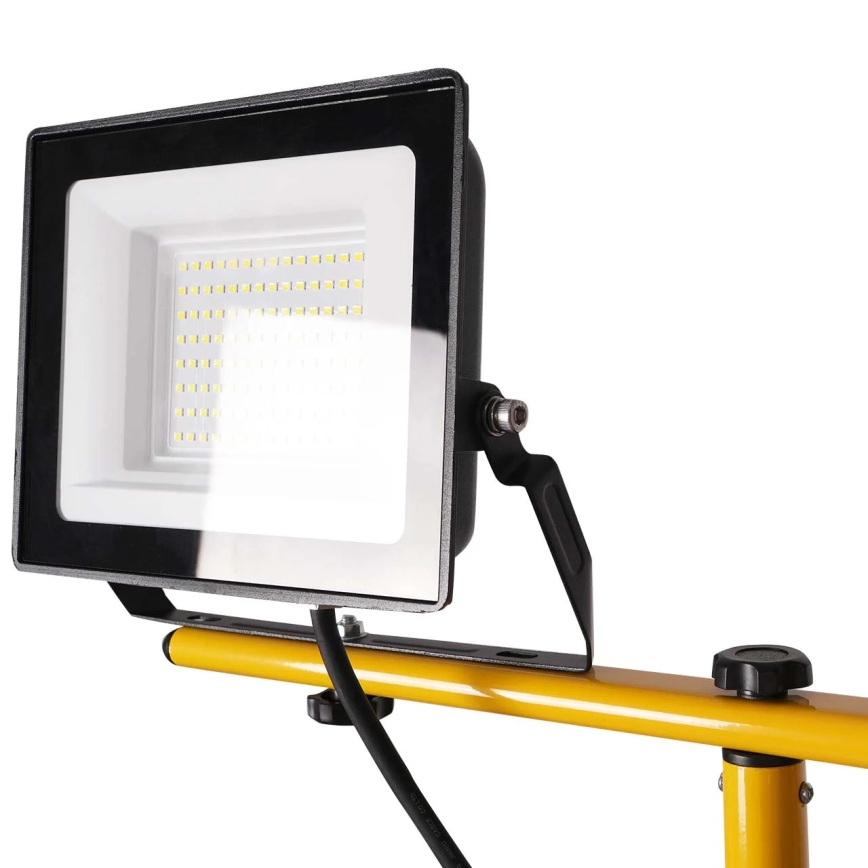 Proiettore LED con stativo 2× LED da 50 W, 230 V, 6500 K, IP65, giallo
