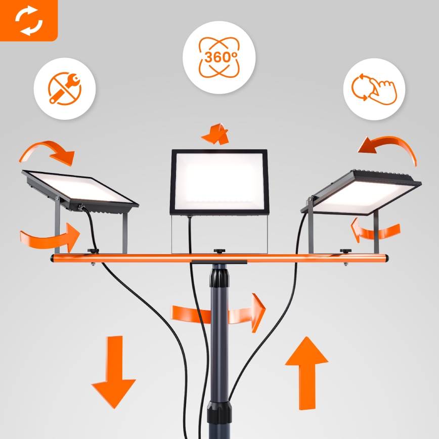 Proiettore LED con stativo 3xLED/100W/230V 4500K IP65 nero/arancione