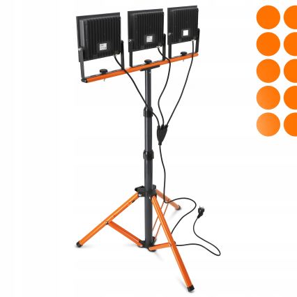 Proiettore LED con stativo 3xLED/100W/230V 4500K IP65 nero/arancione