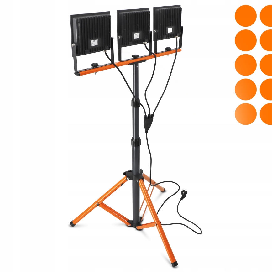 Proiettore LED con stativo 3xLED/100W/230V 4500K IP65 nero/arancione