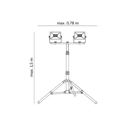 Proiettore LED con supporto 2xLED/30W/230V IP65