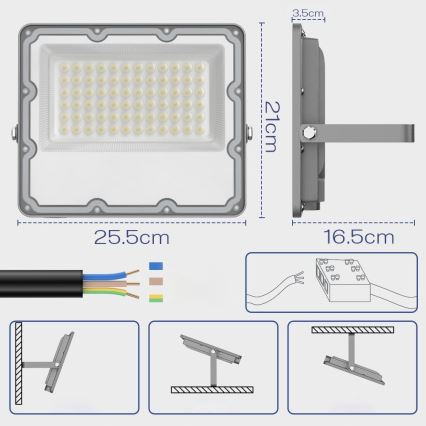 Proiettore LED da esterno LED/100W/230V 4500K IP65 grigio