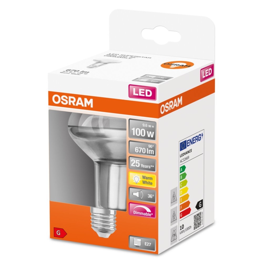 Proiettore LED dimmerabile lampadina E27/9,6W/230V 2700K - Osram