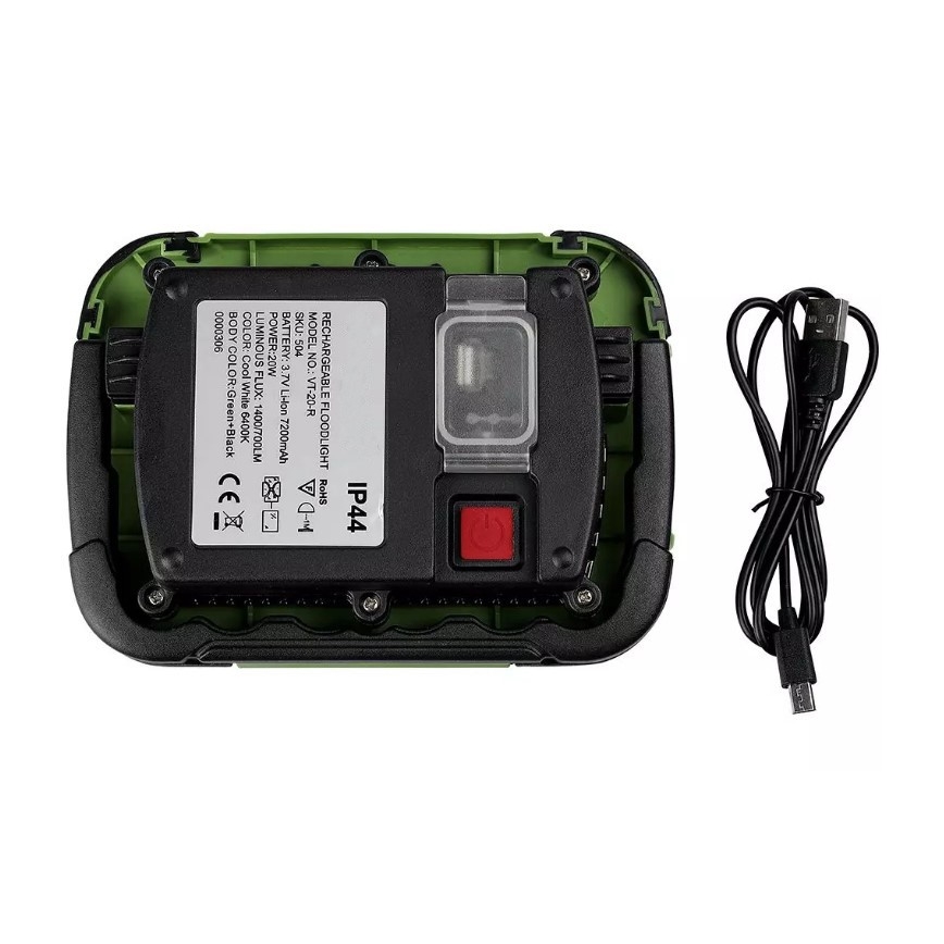 Proiettore LED dimmerabile ricaricabile SAMSUNG CHIP + funzione SOS LED/10W/3,7V/USB IP44 4000K 3600 mAh verde