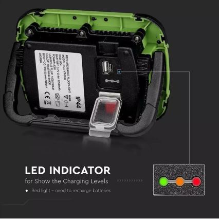 Proiettore LED dimmerabile ricaricabile SAMSUNG CHIP + funzione SOS LED/10W/3,7V/USB IP44 4000K 3600 mAh verde
