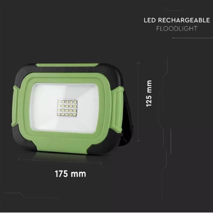 Proiettore LED dimmerabile ricaricabile SAMSUNG CHIP + funzione SOS LED/10W/3,7V/USB IP44 4000K 3600 mAh verde
