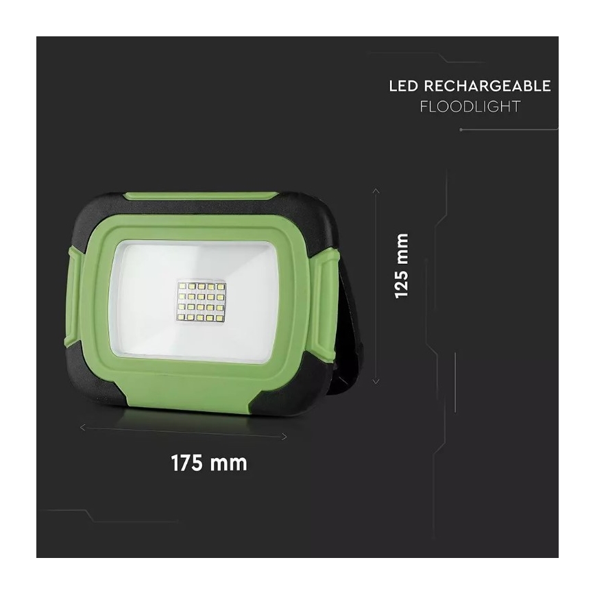 Proiettore LED dimmerabile ricaricabile SAMSUNG CHIP + funzione SOS LED/10W/3,7V/USB IP44 4000K 3600 mAh verde