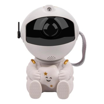 Proiettore LED per bambini 230V astronauta 12,5 cm + telecomando