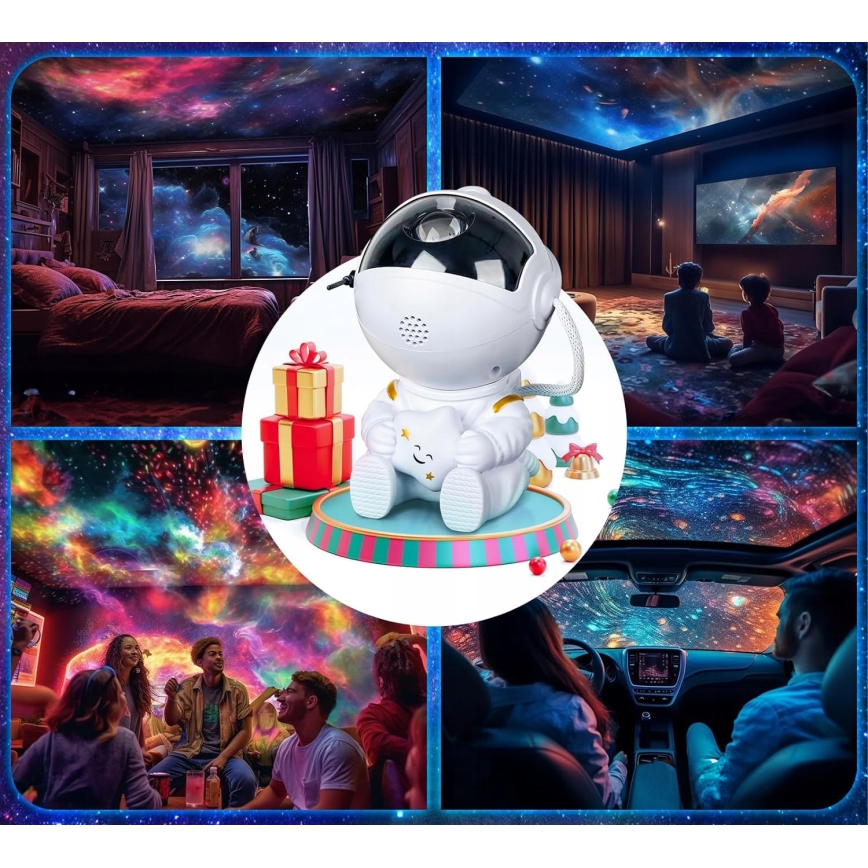 Proiettore LED RGB LED/5W/5V a forma di astronauta + telecomando