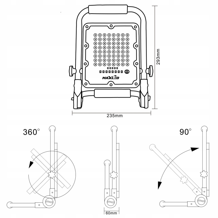 Proiettore LED ricaricabile dimmerabile con stativo LED/50W/3,2V 4500K 5000 mAh IP65 arancione