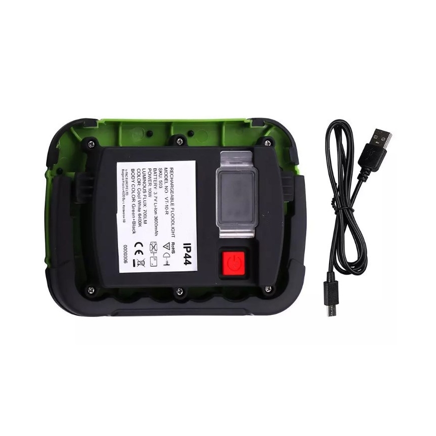 Proiettore ricaricabile a LED SAMSUNG CHIP LED/10W/3,7V IP44 6400K 3600 mAh verde
