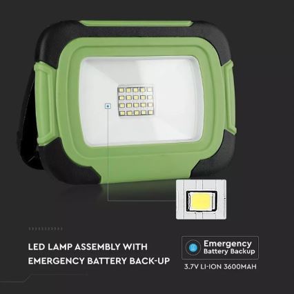 Proiettore ricaricabile a LED SAMSUNG CHIP LED/10W/3,7V IP44 6400K 3600 mAh verde