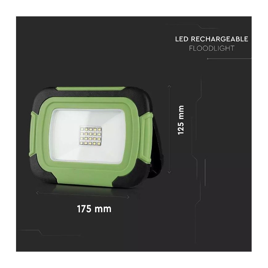 Proiettore ricaricabile a LED SAMSUNG CHIP LED/10W/3,7V IP44 6400K 3600 mAh verde
