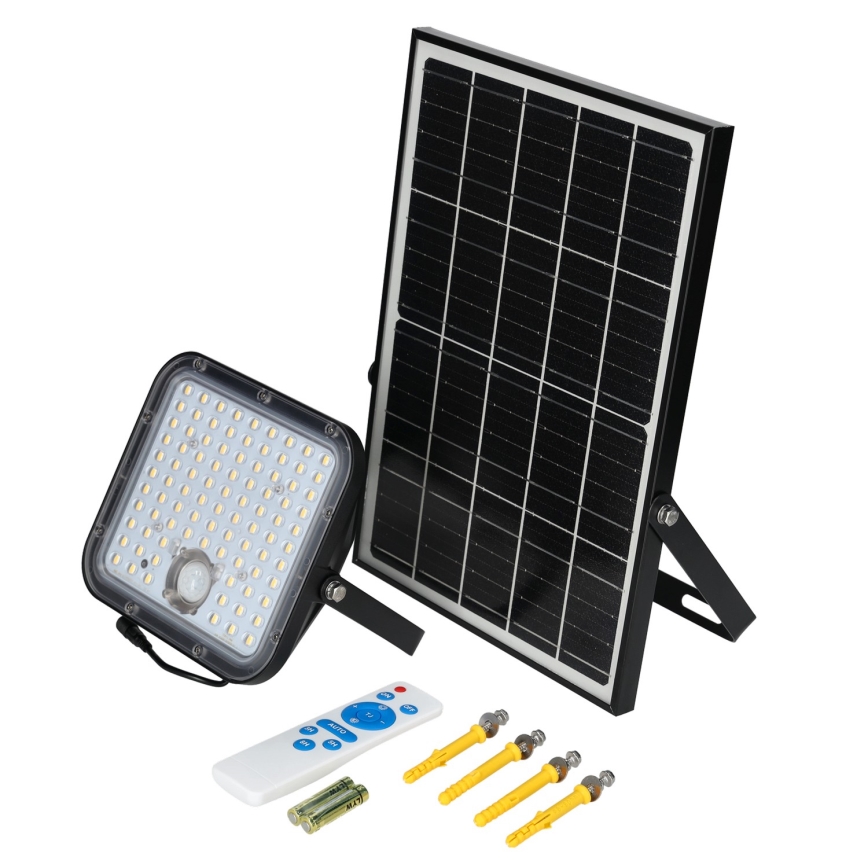 Proiettore solare da esterno con sensore LED/30W/6,4V 4000K IP65 6000 mAh + telecomando