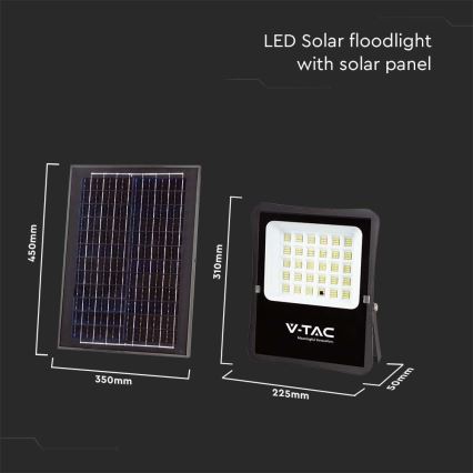 Proiettore solare da esterno LED/20W/3,2V 6400K IP65 + telecomando