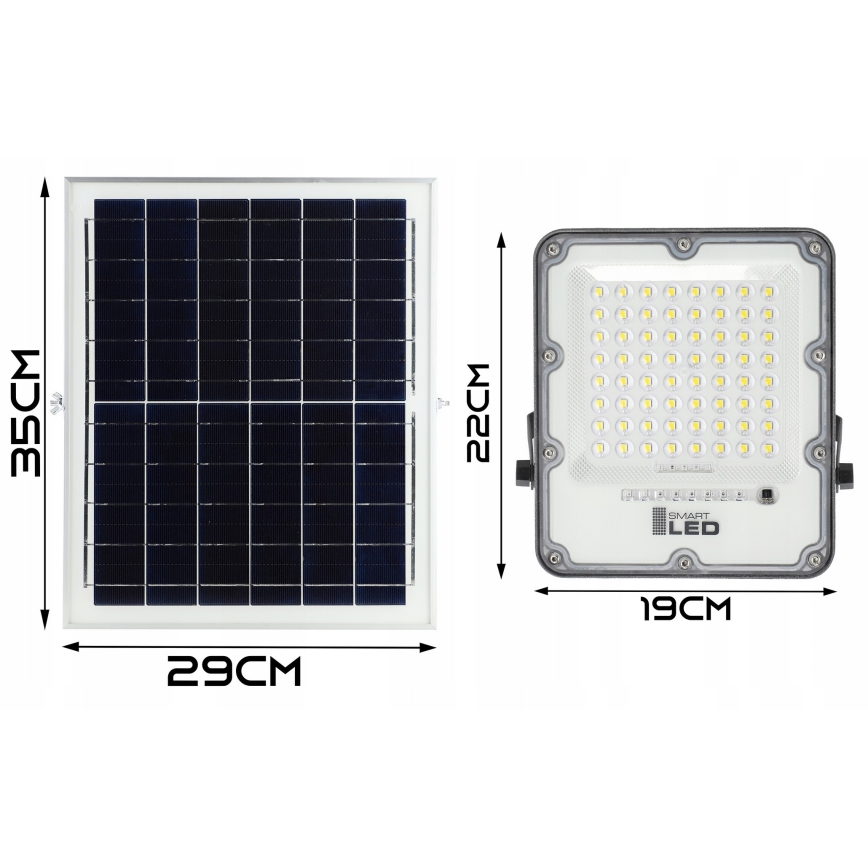 Proiettore solare dimmerabile LED 100W/3,2V 5000K 10500 mAh IP65 nero + telecomando