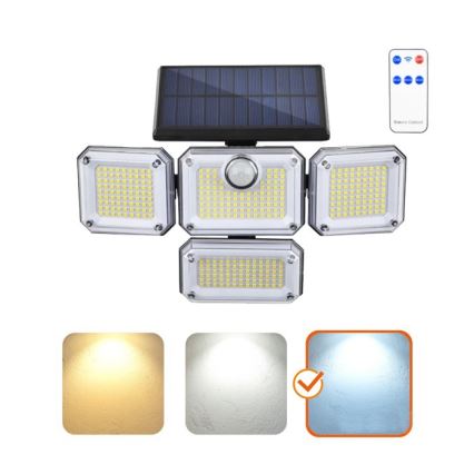 Proiettore solare con sensore GLOW LED/2,5W/3,7V 6500K IP44 2400 mAh + telecomando