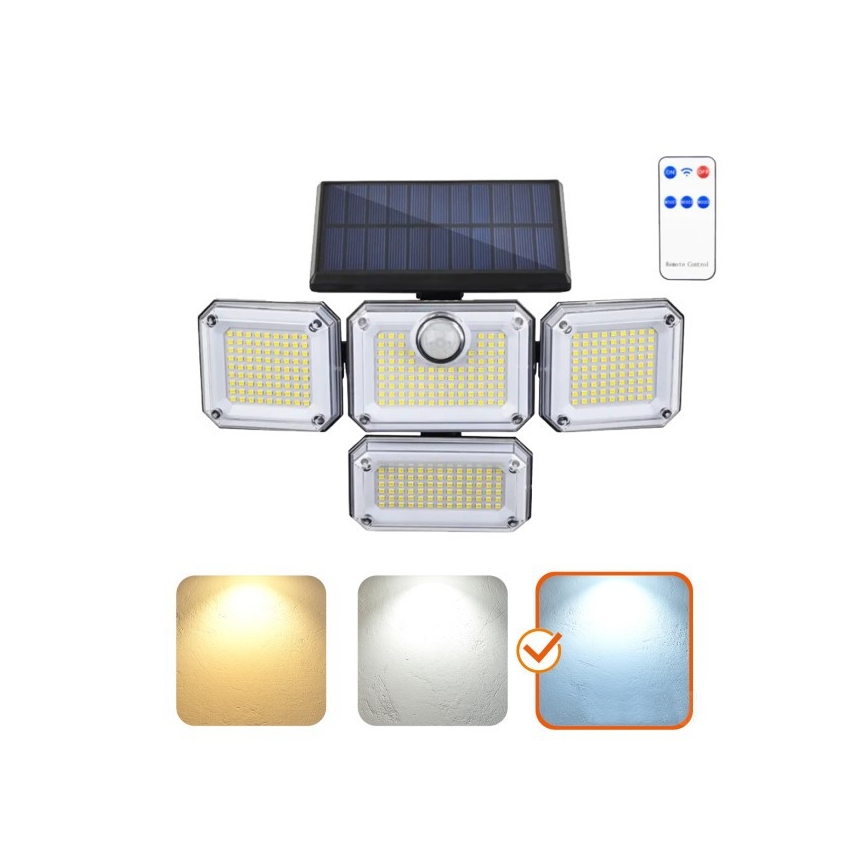 Proiettore solare con sensore GLOW LED/2,5W/3,7V 6500K IP44 2400 mAh + telecomando
