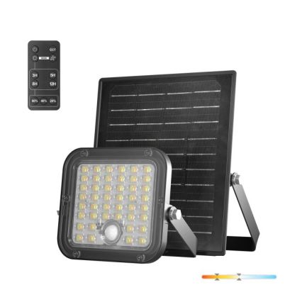 Proiettore solare LED dimmerabile con sensore LED/10W/3,7V 3000/4000K IP65 3600 mAh + telecomando