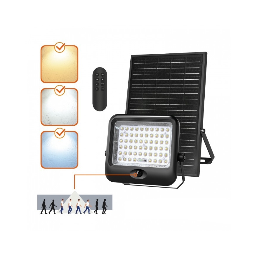 Faro solare LED con sensore MHCS LED/35W/3,2V 3000/4000/6500K IP65 15000 mAh + telecomando