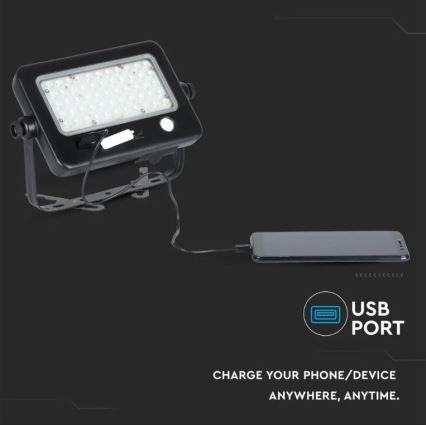 Proiettore solare LED dimmerabile con sensore LED/10W/3,7V 4000K IP65 + porta USB