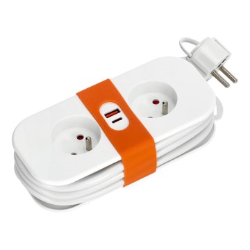 Prolunga 2Z + 2xUSB 1,4 m bianco