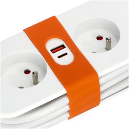 Prolunga 2Z + 2xUSB 1,4 m bianco