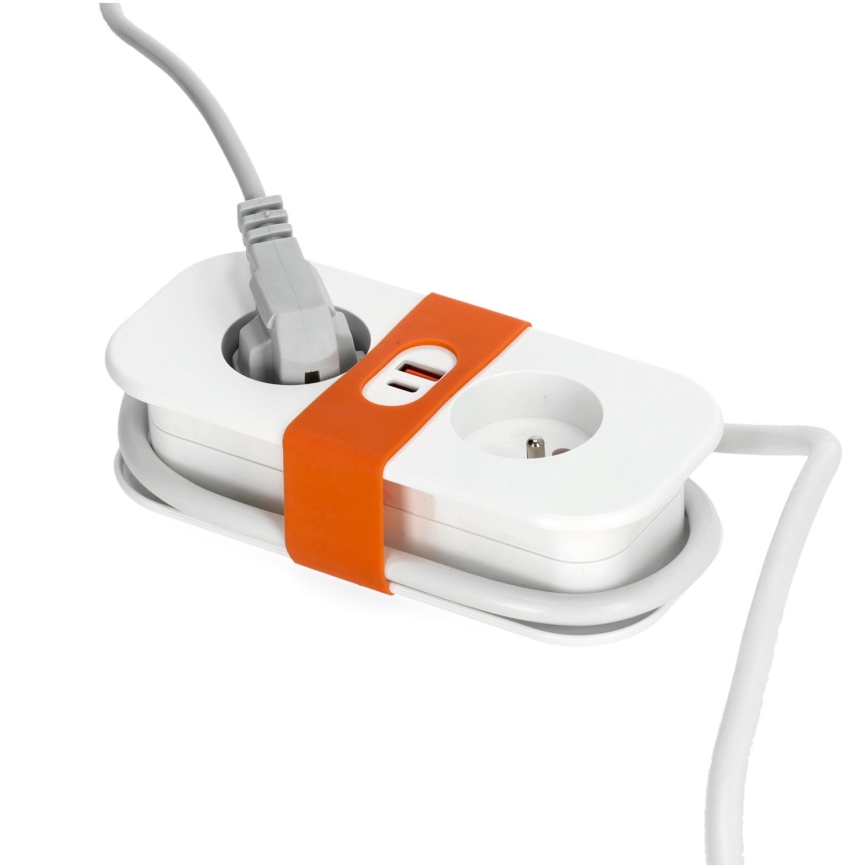 Prolunga 2Z + 2xUSB 1,4 m bianco