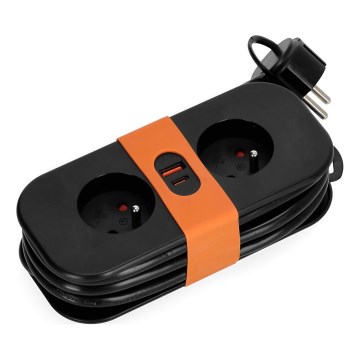 Prolunga 2Z + 2xUSB 1,4 m nero