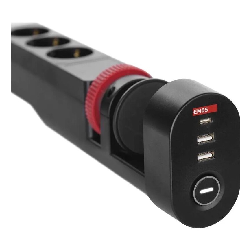 Prolunga con attacco alla tavola 3Z + 3xUSB 1,5m nero