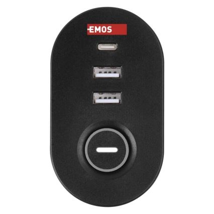 Prolunga con attacco alla tavola 3Z + 3xUSB 1,5m nero