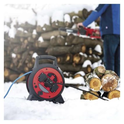 Prolunga con avvolgicavo 3Z 20m rosso/nero IP44