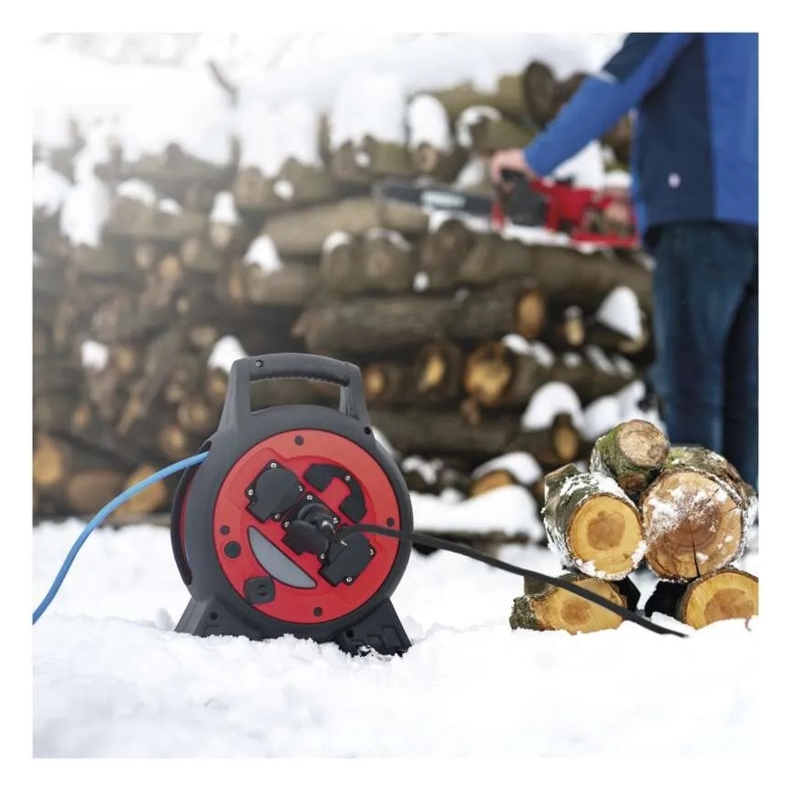 Prolunga con avvolgicavo 3Z 20m rosso/nero IP44