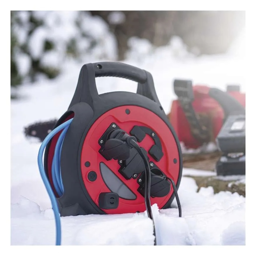 Prolunga con avvolgicavo 3Z 20m rosso/nero IP44