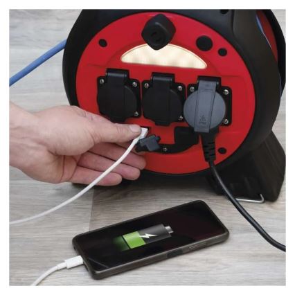 Prolunga con avvolgicavo 3Z 20m rosso/nero IP44