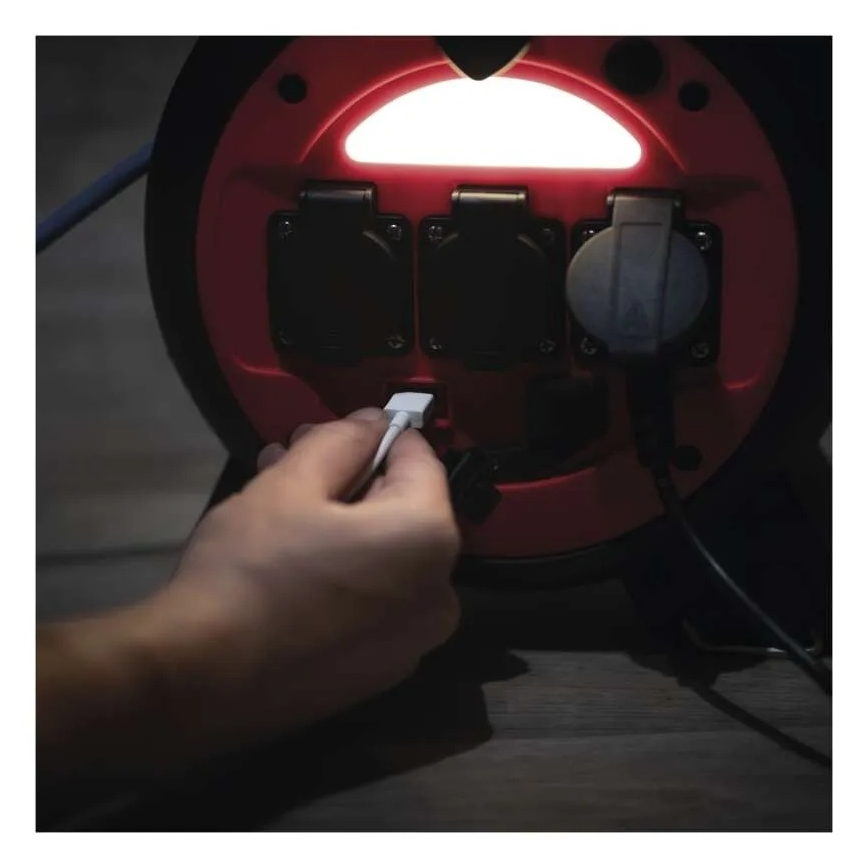 Prolunga con avvolgicavo 3Z 20m rosso/nero IP44