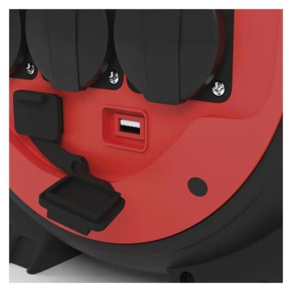 Prolunga con avvolgicavo 3Z 20m rosso/nero IP44