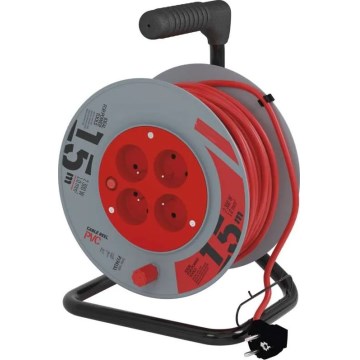 Prolunga con avvolgicavo 4Z 15m rosso/grigio