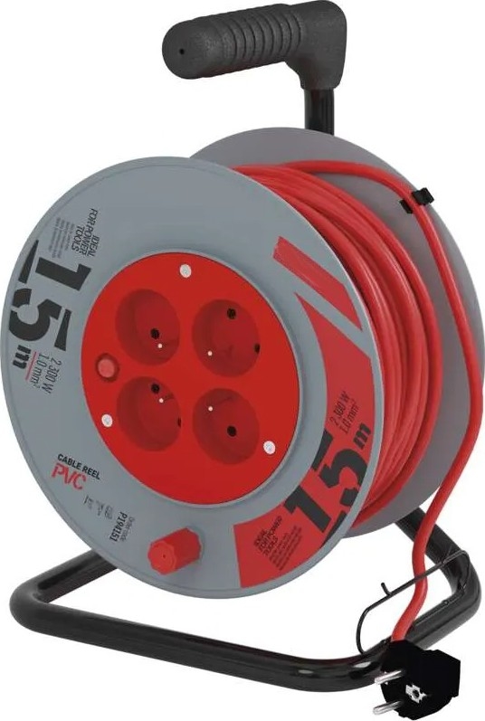 Prolunga con avvolgicavo 4Z 15m rosso/grigio