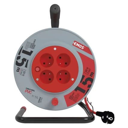 Prolunga con avvolgicavo 4Z 15m rosso/grigio